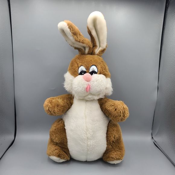 Other - Daekor Vintage Pot Belly Bunny Rabbit Brown White 1979 16” Plush Stuffed Animal